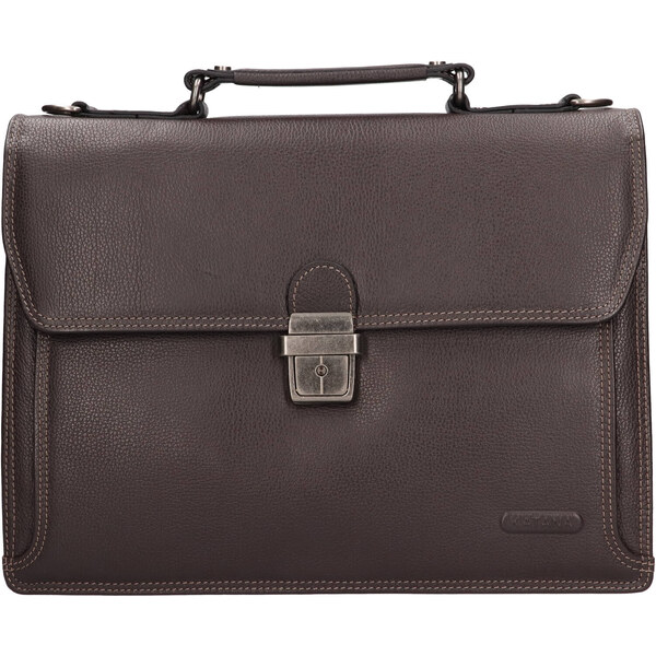 Kožená pracovná aktovka Katana Nicols - tmavo hnedá 49191732