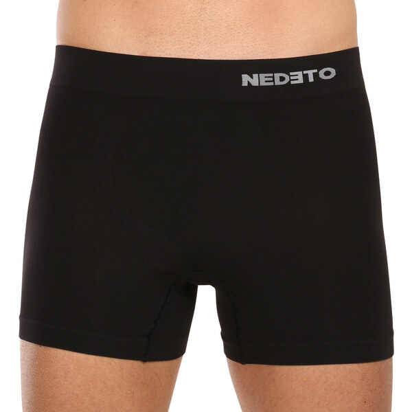 3PACK pánske boxerky Nedeto bezšvové bambusové čierne (3NDTB001S) 46571325