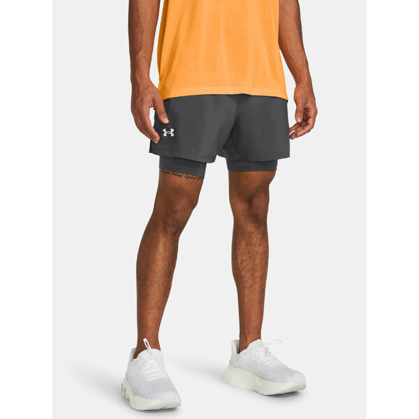 Šedé športové kraťasy Under Armour UA LAUNCH 5 2-IN-1 SHORTS 64778683