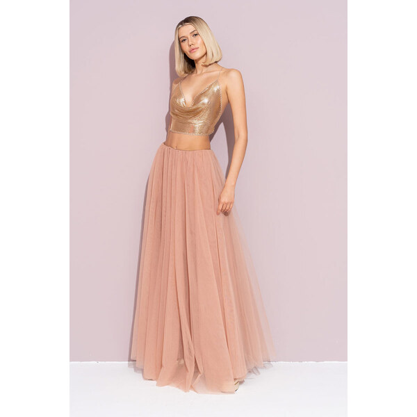 miadresses.sk Karamelová dlhá tylová sukňa 49204938