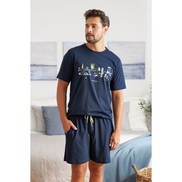 Doctor Nap tmavomodré pánske krátke pyžamo s potlačou 49206222
