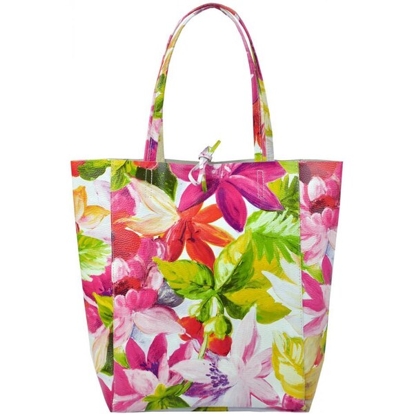 Patrizia Piu Kožená dámska veľká kabelka s motívom kvetov červená 49231828