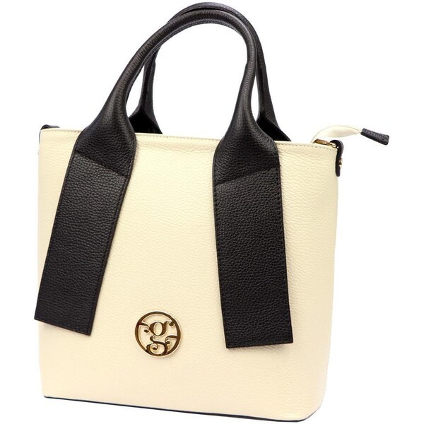 Gregorio Kožená moderná krémová / čierna dámska kabelka do ruky 49231832