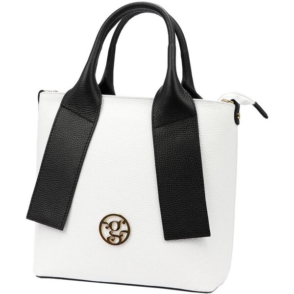 Gregorio Kožená moderná bielo-čierna dámska kabelka do ruky 49231830