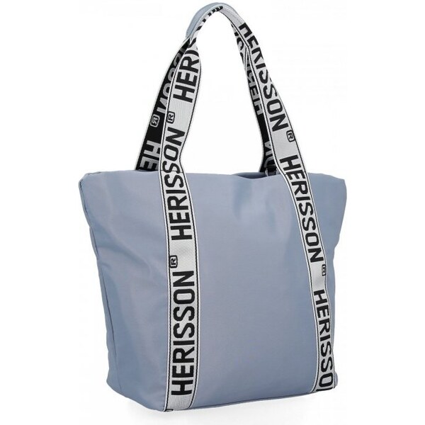 Herisson Veľká dámska nylonová shopper kabelka cez rameno svetlo modrá 49239603