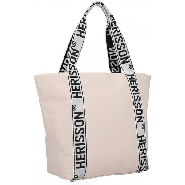 Herisson Veľká dámska nylonová shopper kabelka cez rameno béžová 49239598