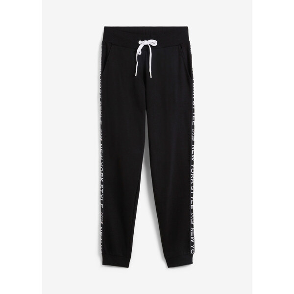 bonprix Tepláky s nápisom, farba čierna 44789303