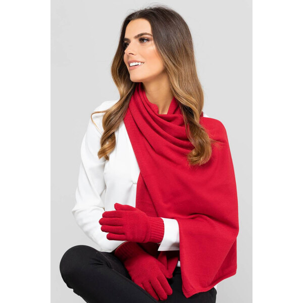 Kamea Červený dámsky šál na zimu 05, Farba červená 49297124