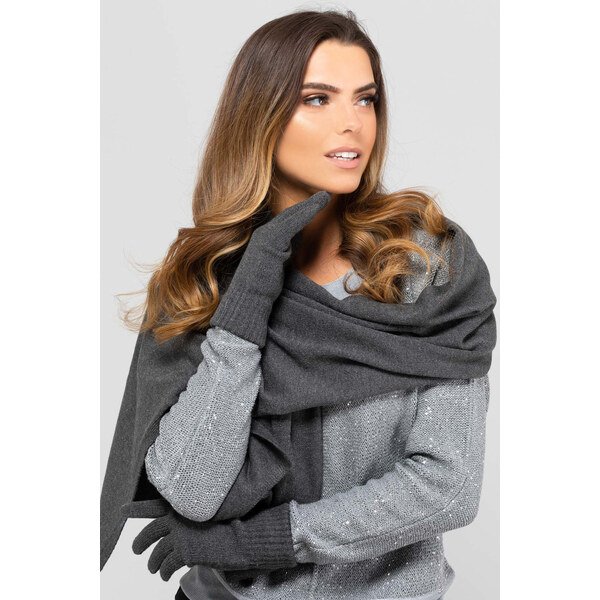 Kamea Grafitový dámsky šál na zimu 05, Farba grafitová (odt. 49297125