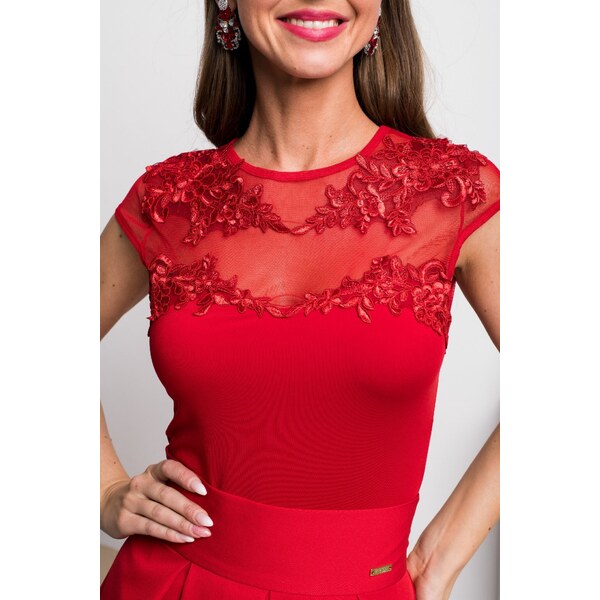 miadresses.sk Červené body s tylom a vyšívanými kvetinkami 63210393