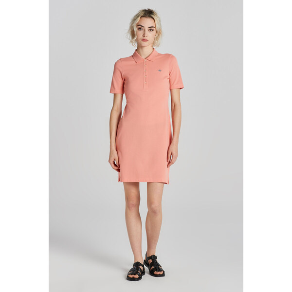 ŠATY GANT SLIM SHIELD SS PIQUE POLO DRESS PEACHY PINK 49311215