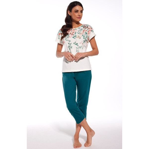 Cornette Elegantné dámske bavlnené pyžamo s kvetmi Spring, Farba 49330614