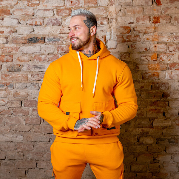 Mikina s kapucňou Iron Aesthetics Cargo Hoodie, oranžová 49340724