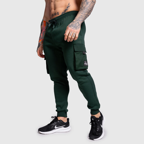 Pánske tepláky Iron Aesthetics Cargo Joggers, zelené 49340726