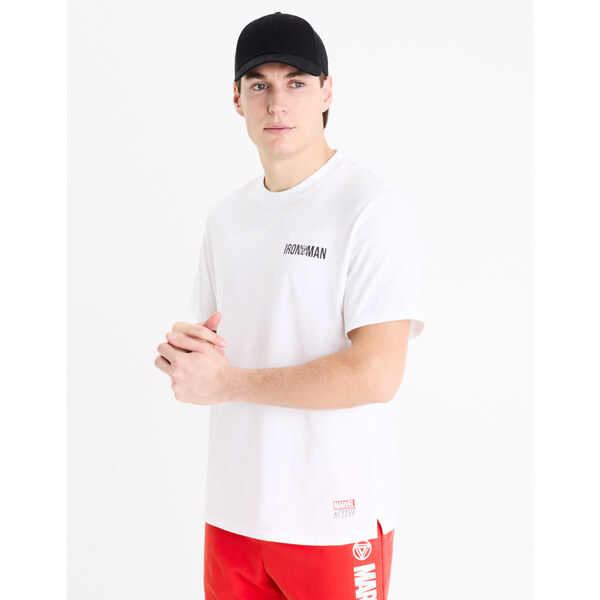 Biele pánske tričko s potlačou Celio Marvel Iron Man 50670798