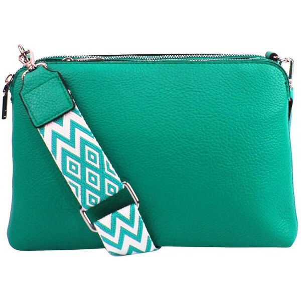 Jessica Bags Tyrkysová crossbody dámska kabelka s tromi sekciami 49366608