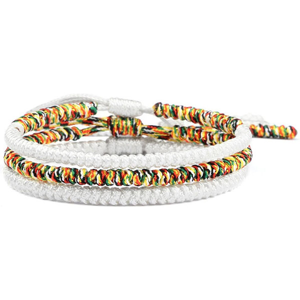 BudNej Tibetské náramky pre šťastie - set biely - MN1941 49383546