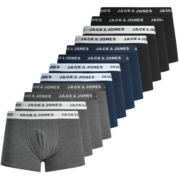 JACK & JONES Boxerky námornícka modrá / sivá / čierna / biela 65051719