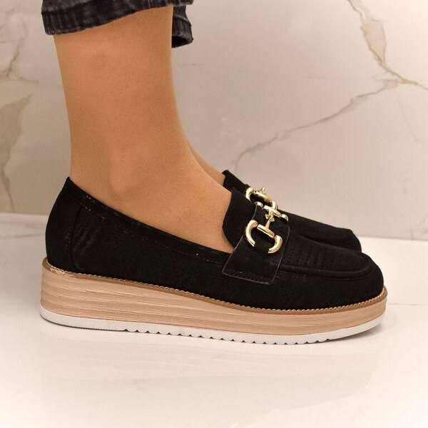 SS Dámske čierne mokasíny MAREYA 49410127