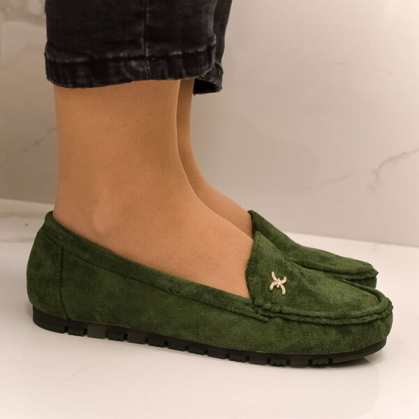 SS Dámske zelené semišové mokasíny GISELA 49410116