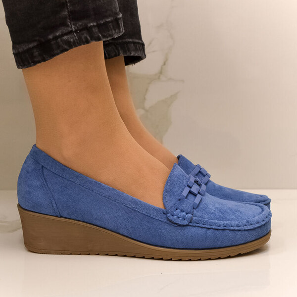 SS Dámske modré semišové mokasíny SIERRA 49410119
