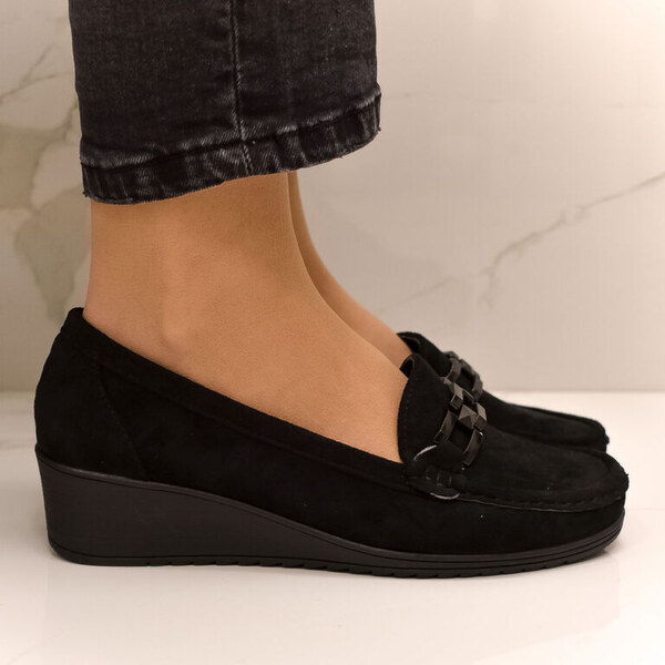 SS Dámske čierne semišové mokasíny SIERRA 49410121