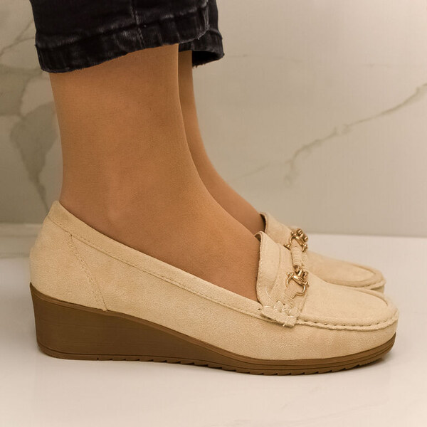 SS Dámske béžové semišové mokasíny CARMENS 49410122