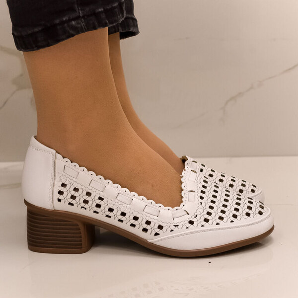 JOHN-C Dámske biele poltopánky OLEA 49410142