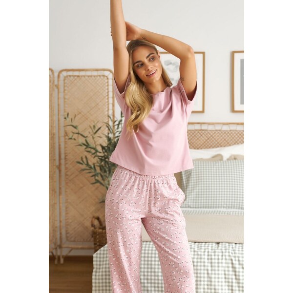 DOCTOR NAP Ružové dámske pyžamo s voľnými nohavicami 49417380