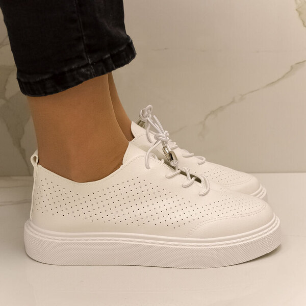 SS Dámske biele dierkované tenisky DONATELLI 49423992