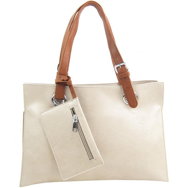 INT. COMPANY Moderná dámska kabelka cez rameno svetlá krémová 49430616