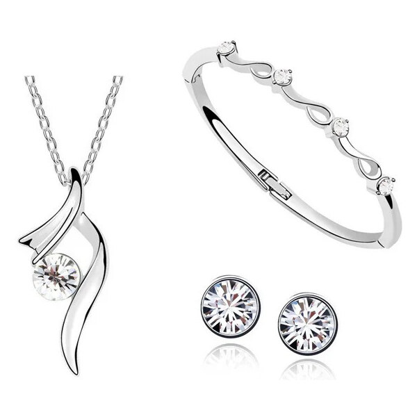 Glory Krištáľový set náhrdelník, náušnice a náramok Bella číry 194W 47583136