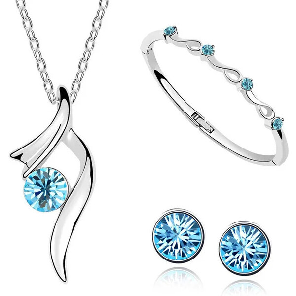 Glory Krištáľový set Náhrdelník, náušnice a náramok Bella light 47583137