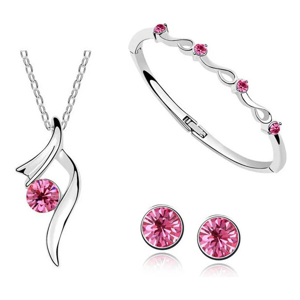 Glory Krištáľový set náhrdelník, náušnice a náramok Bella rose 194R 47583138