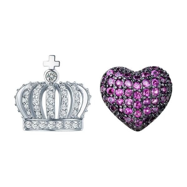 SWAROVSKI Elements Swarovski e. asymetrické náušnice Crown, srdce, 49455307