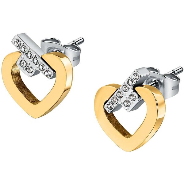 Trussardi Slušivé bicolor náušnice so zirkónmi T-Logo TJAXC49 66589870