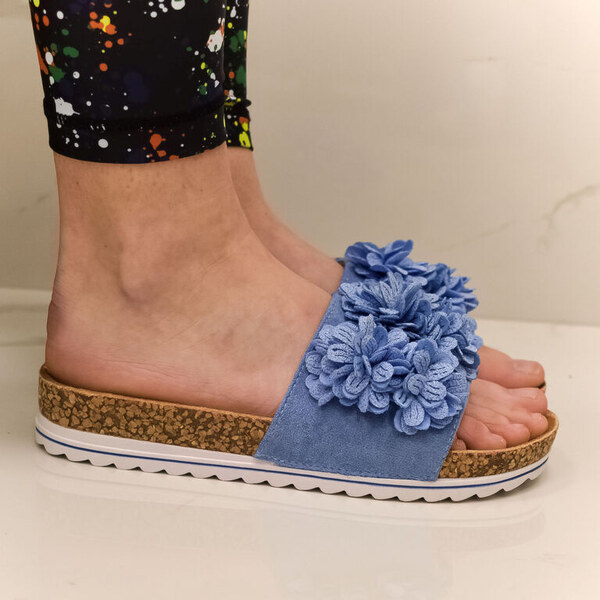 JOHN-C Dámske modré šľapky BIRKENALI 49640434