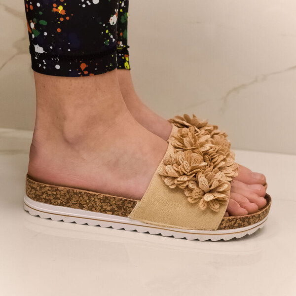 JOHN-C Dámske béžové šľapky BIRKENALI 49640436