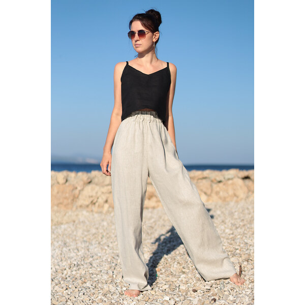 Pohodlné 100% lanové nohavice Lotika 52418799