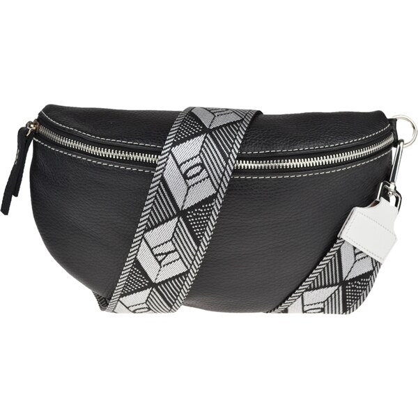 Čierna kožená talianska crossbody kabelka Reni Grande Nera s prídavným 49694732