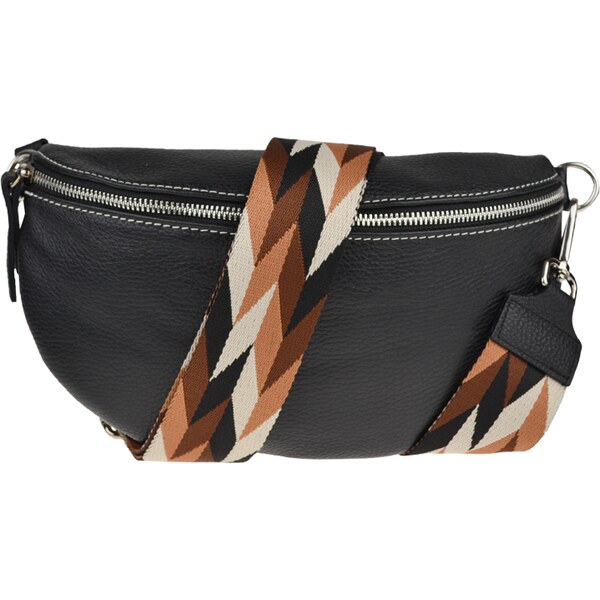 Čierna kožená talianska crossbody kabelka Reni Grande Nera s prídavným 49694729