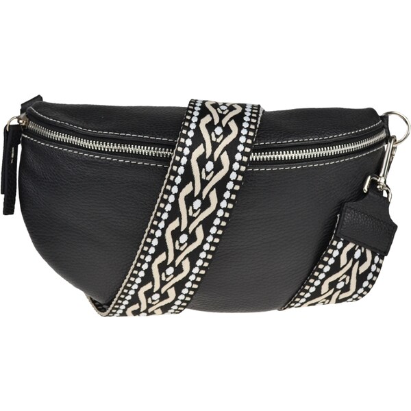 Čierna kožená talianska crossbody kabelka Reni Grande Nera s prídavným 49694731