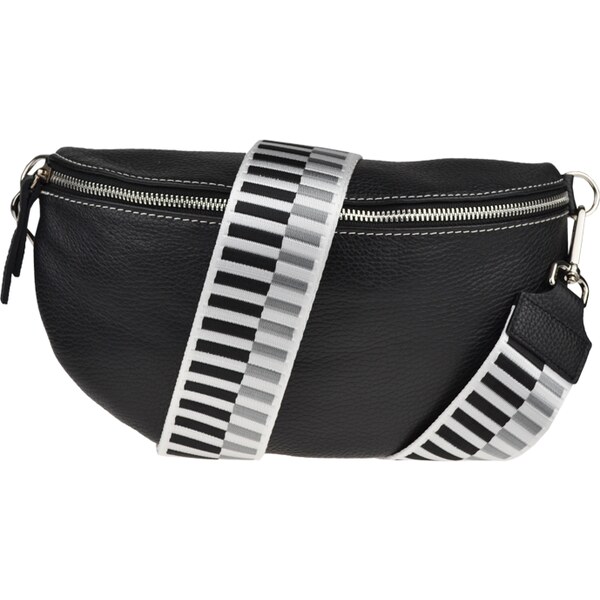 Čierna kožená talianska crossbody kabelka Reni Grande Nera s prídavným 49694727