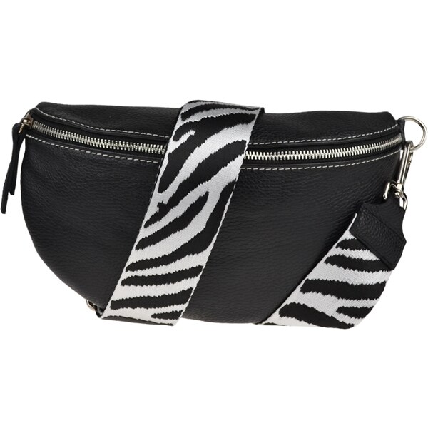 Čierna kožená talianska crossbody kabelka Reni Grande Nera s prídavným 49694728