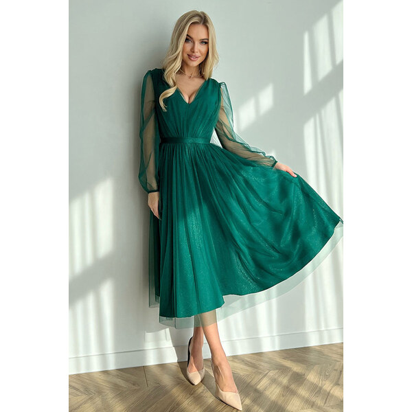 Glara Trblietavé tylové šaty 49696593