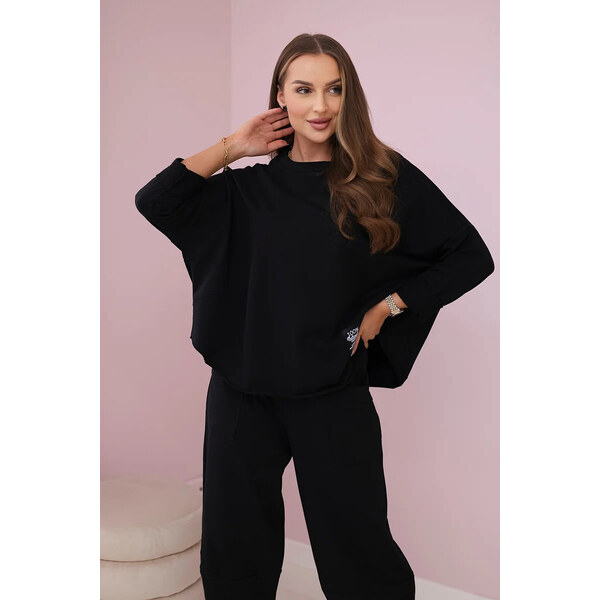 K-Fashion Bavlnená mikina nohavice set čierna 49802534