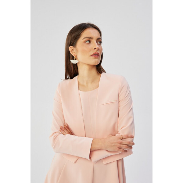 STYLOVE S368 Sako s otvorenou prednou časťou - púdrové 49808606