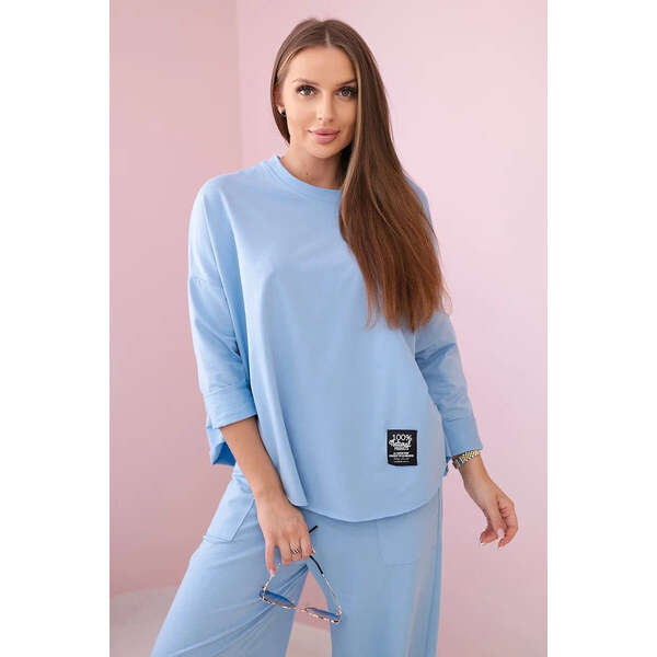 K-Fashion Bavlnená mikina nohavice set modrá 49808897