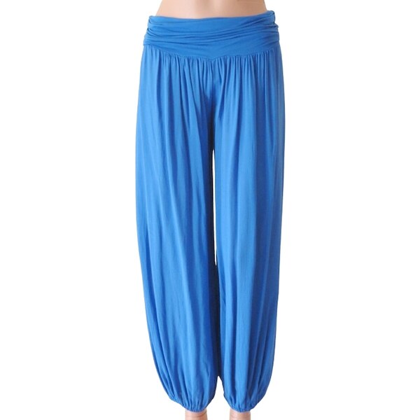 Dámske letné voľné nohavice - kráľovské modré 49710319