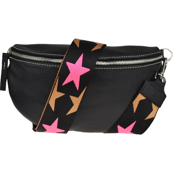 Čierna kožená talianska crossbody kabelka Reni Grande Nera s prídavným 49718270